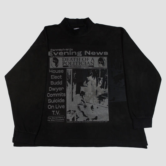 "GLITTER BLADES//DIE LIKE DWYER" Heavyweight Turtleneck Sweater (XL)
