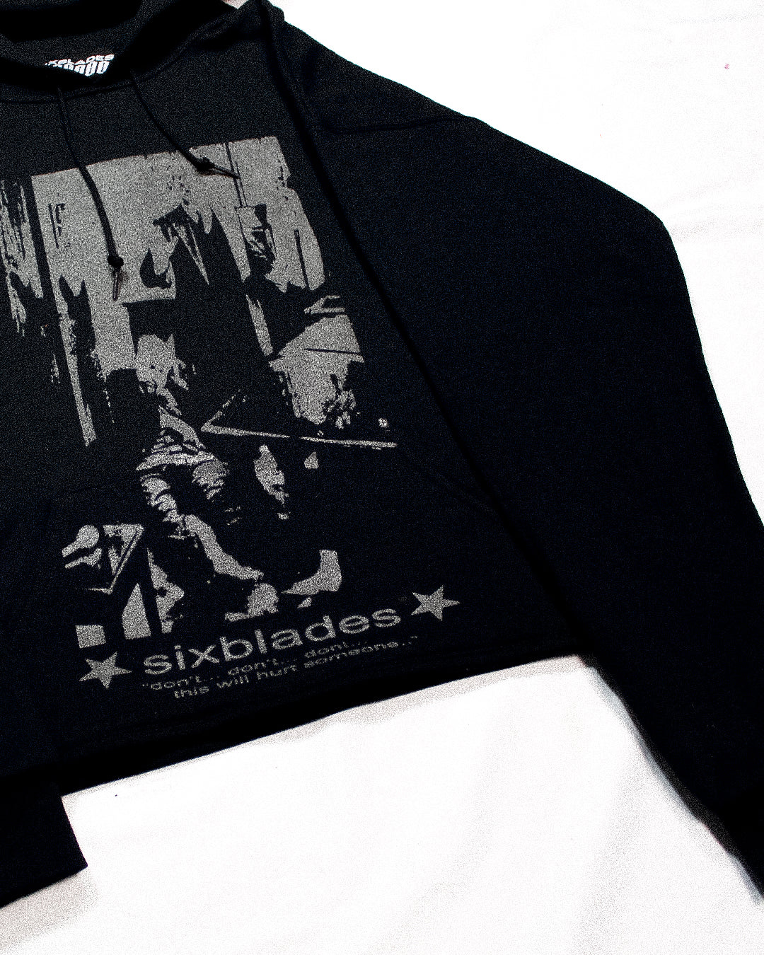 "HURT SOMEONE//PENNSYLVANIA EVENING NEWS" Cropped Hood (L)