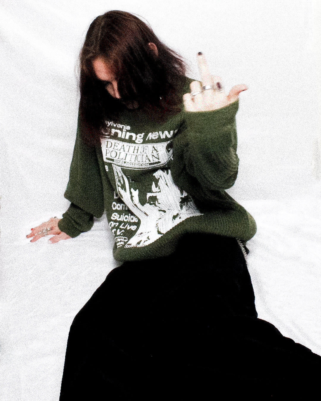 "PENNSYLVANIA EVENING NEWS//DIE LIKE DWYER" Heavyweight Knit Sweater (XL)
