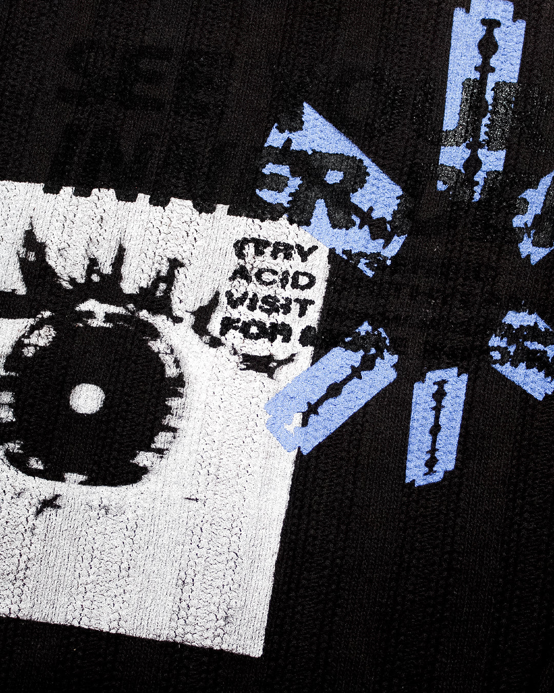 "MY INNER DEMONS ARE ON ACID" Heavyweight Cropped Knit Sweater (L)