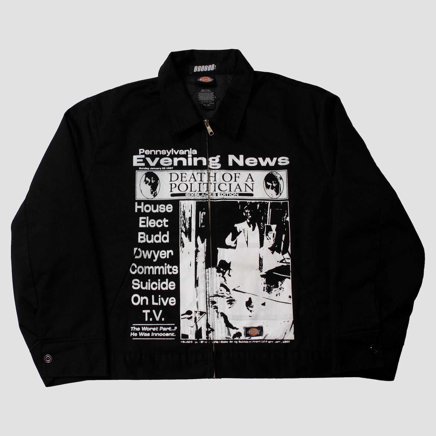 "PENNSYLVANIA EVENING NEWS//DIE LIKE DWYER" Bomber Jacket (XXL)