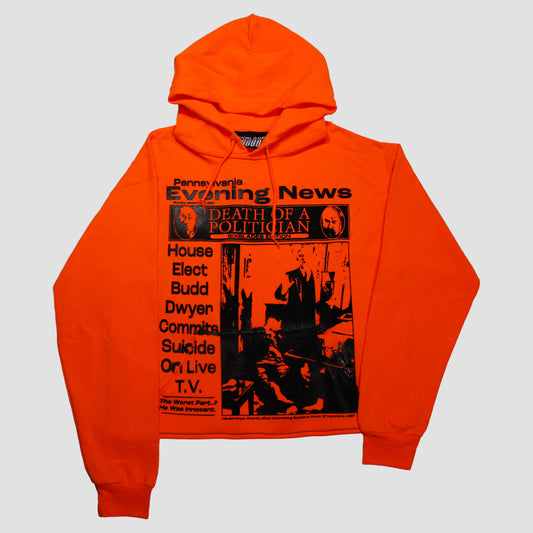 "PENNSYLVANIA EVENING NEWS//DIE LIKE DWYER" Cropped Hood (L)