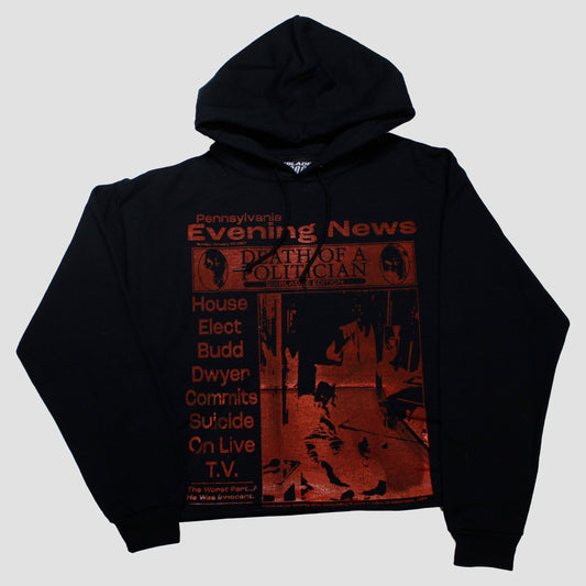 "PENNSYLVANIA EVENING NEWS//DIE LIKE DWYER" Cropped Hood (M)