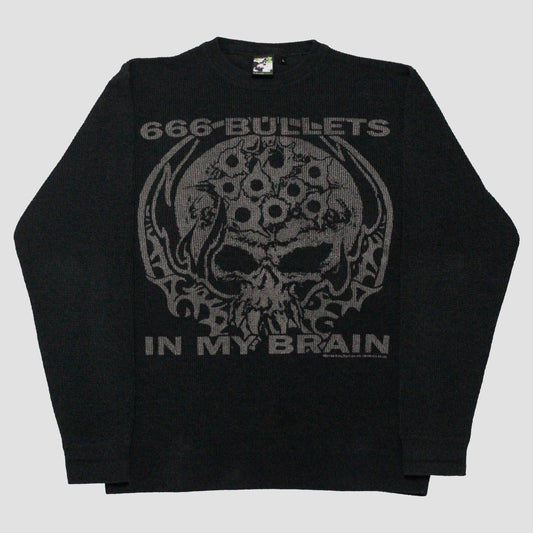 "666 BULLETS IN MY BRAIN" Heavyweight Knit Sweater (L)
