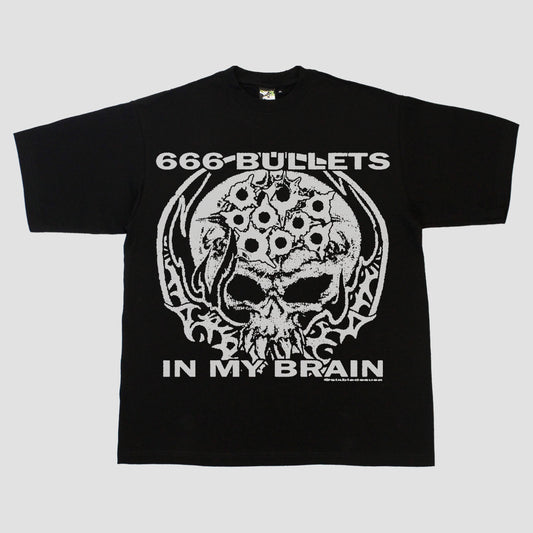 "666 BULLETS IN MY BRAIN" HEAVYWEIGHT TEE (BLACK/WHITE)