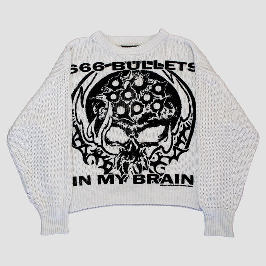 "666 BULLETS IN MY BRAIN" Heavyweight Knit Sweater (S)