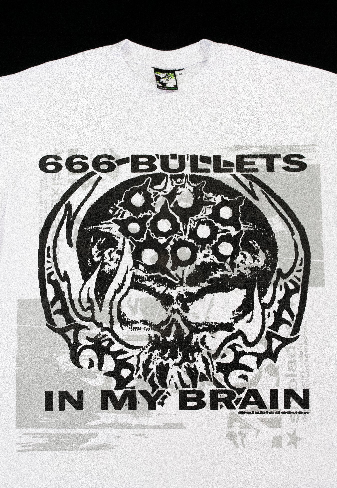 "666 BULLETS IN MY BRAIN FEELS GREY" Heavyweight Tee (XL)