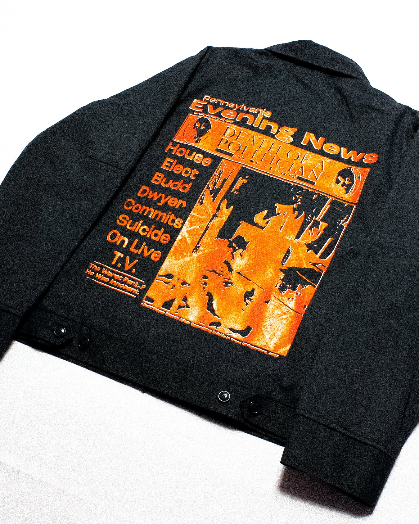 "PENNSYLVANIA EVENING NEWS//DIE LIKE DWYER" Bomber Jacket (L)