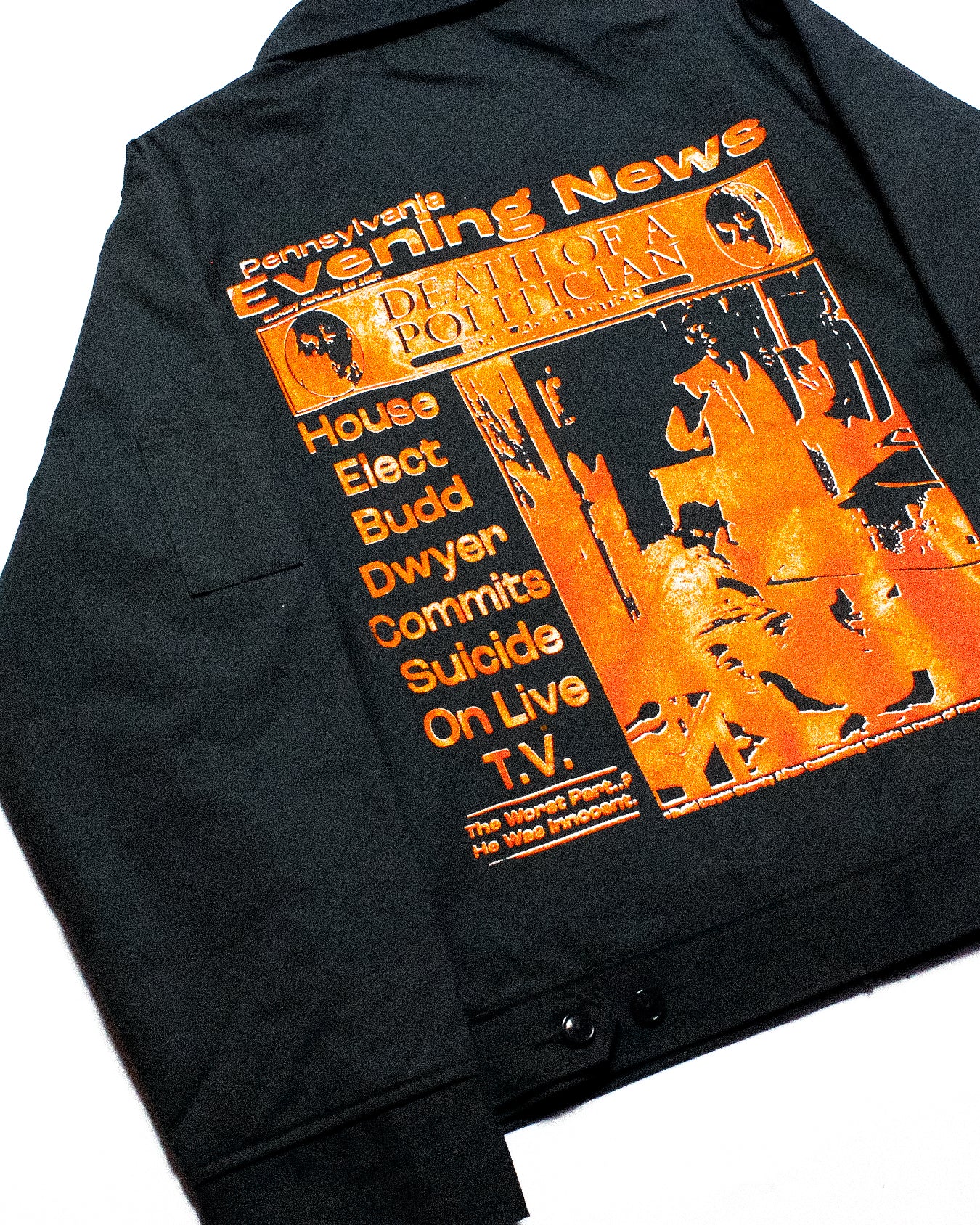 "PENNSYLVANIA EVENING NEWS//DIE LIKE DWYER" Bomber Jacket (L)