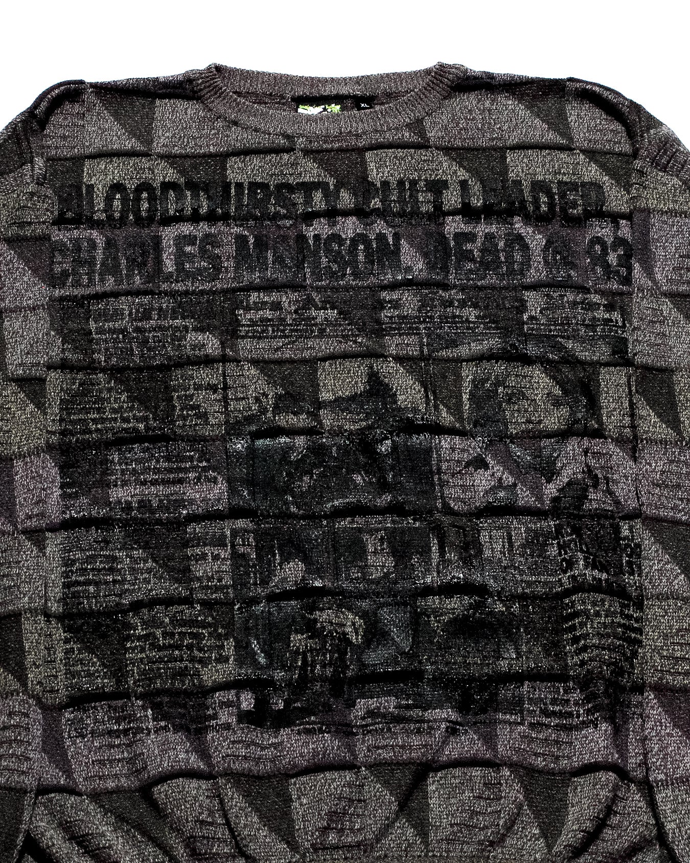 "LOS ANGELES EVENING NEWS//LOVE/TERROR/SEX/DRUGS" Heavyweight Knit Sweater (XL)