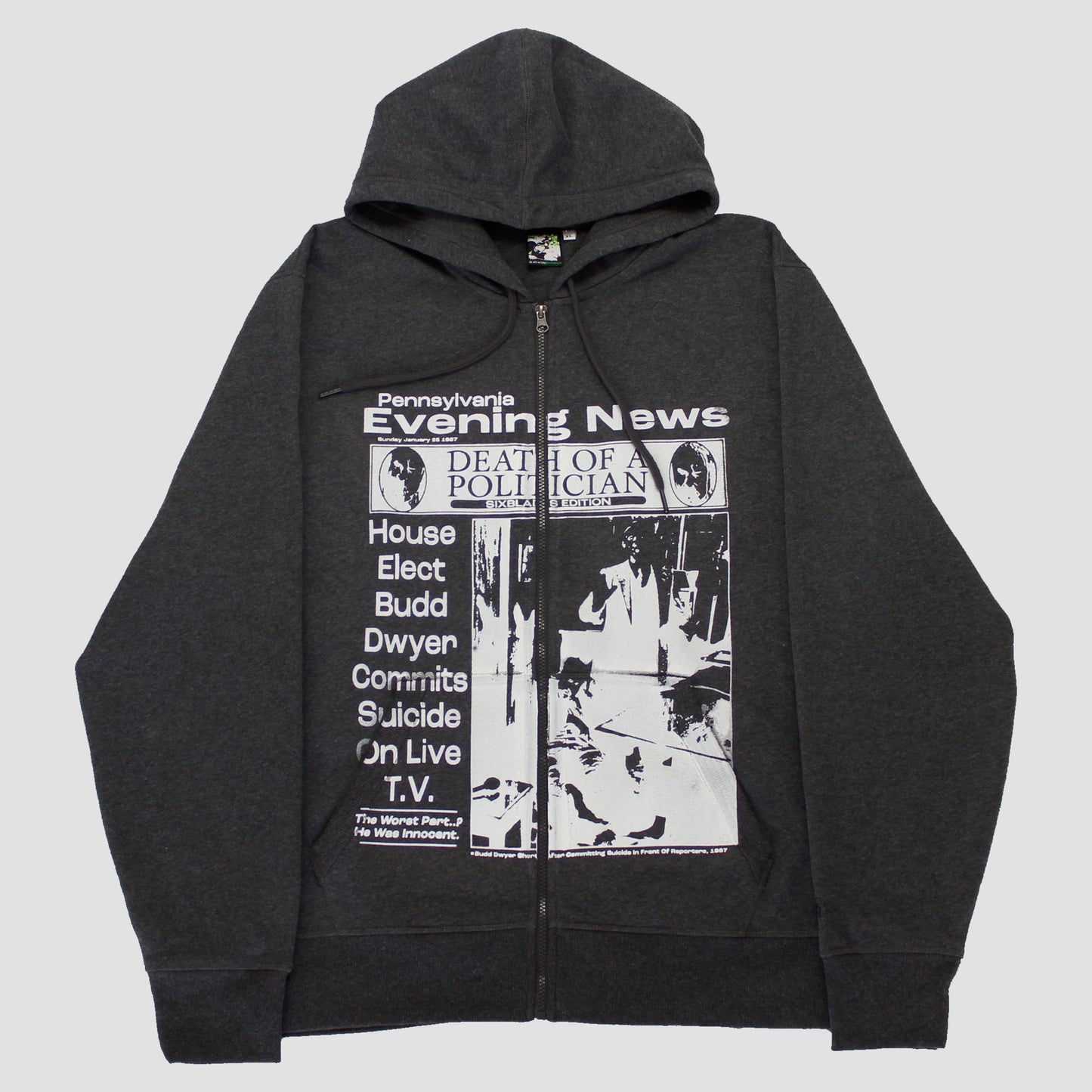 "EVERYTHING IS GREY//DIE LIKE DWYER" Extreme Heavyweight Zip (XL)