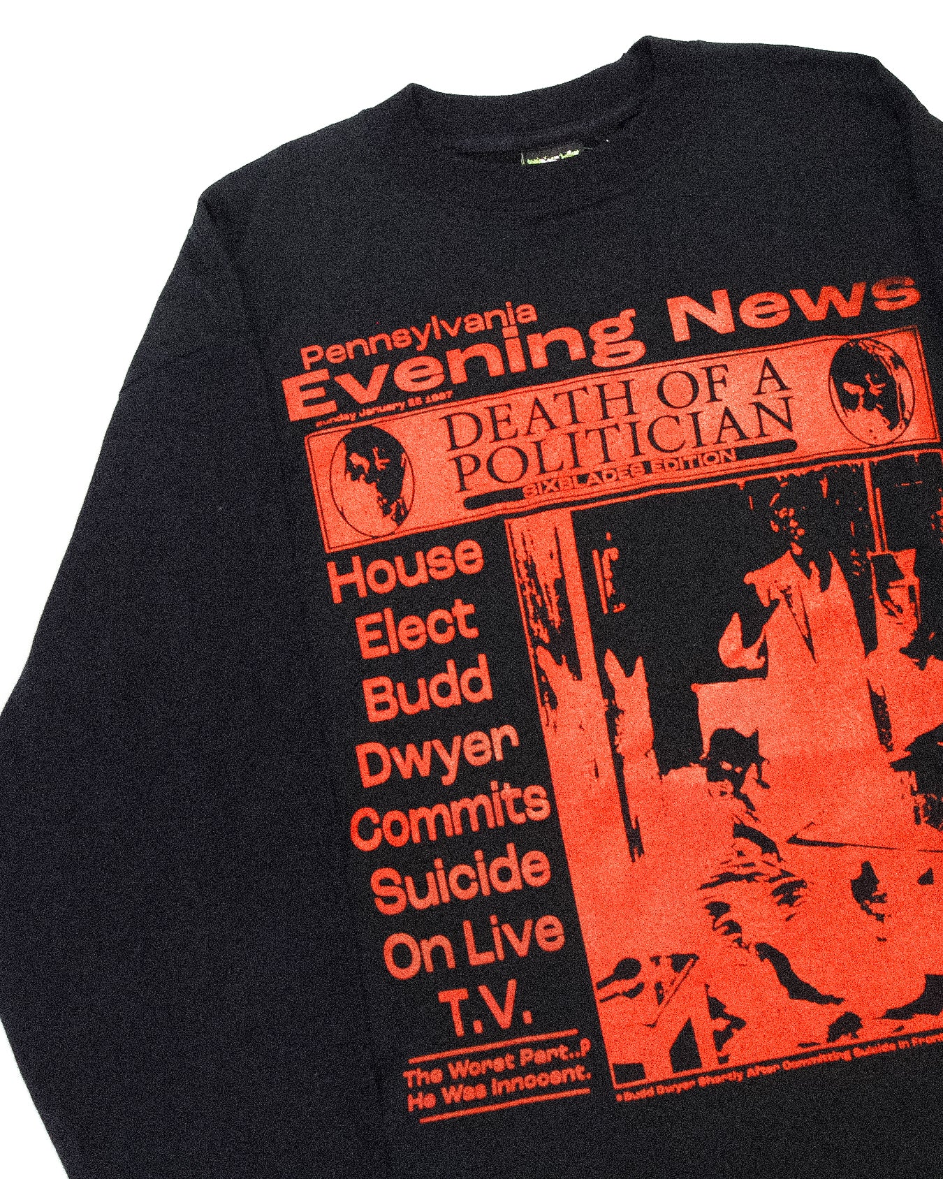 "PENNSYLVANIA EVENING NEWS//DIE LIKE DWYER" Heavyweight Longsleeve Tee (L)