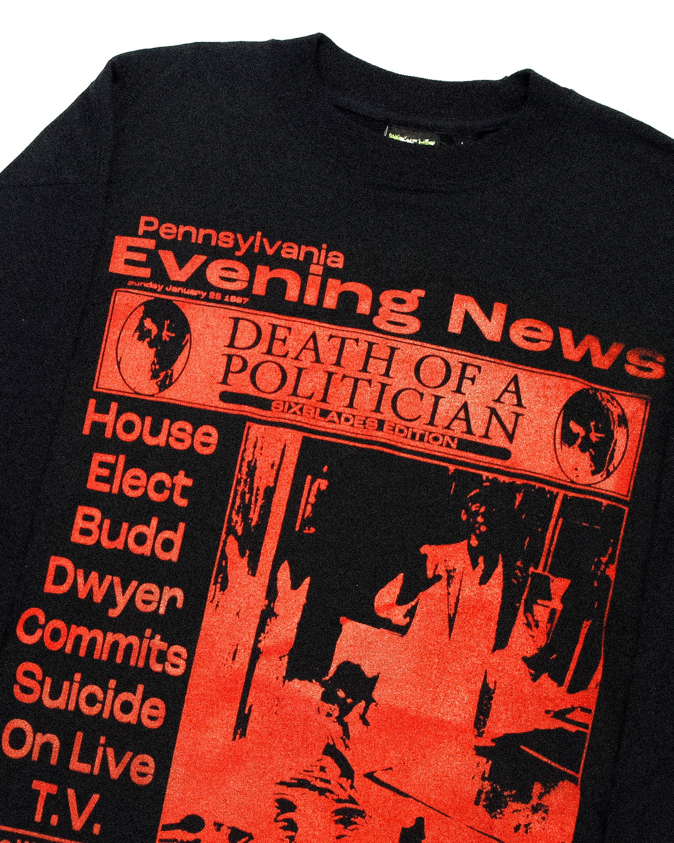 "PENNSYLVANIA EVENING NEWS//DIE LIKE DWYER" Heavyweight Longsleeve Tee (L)