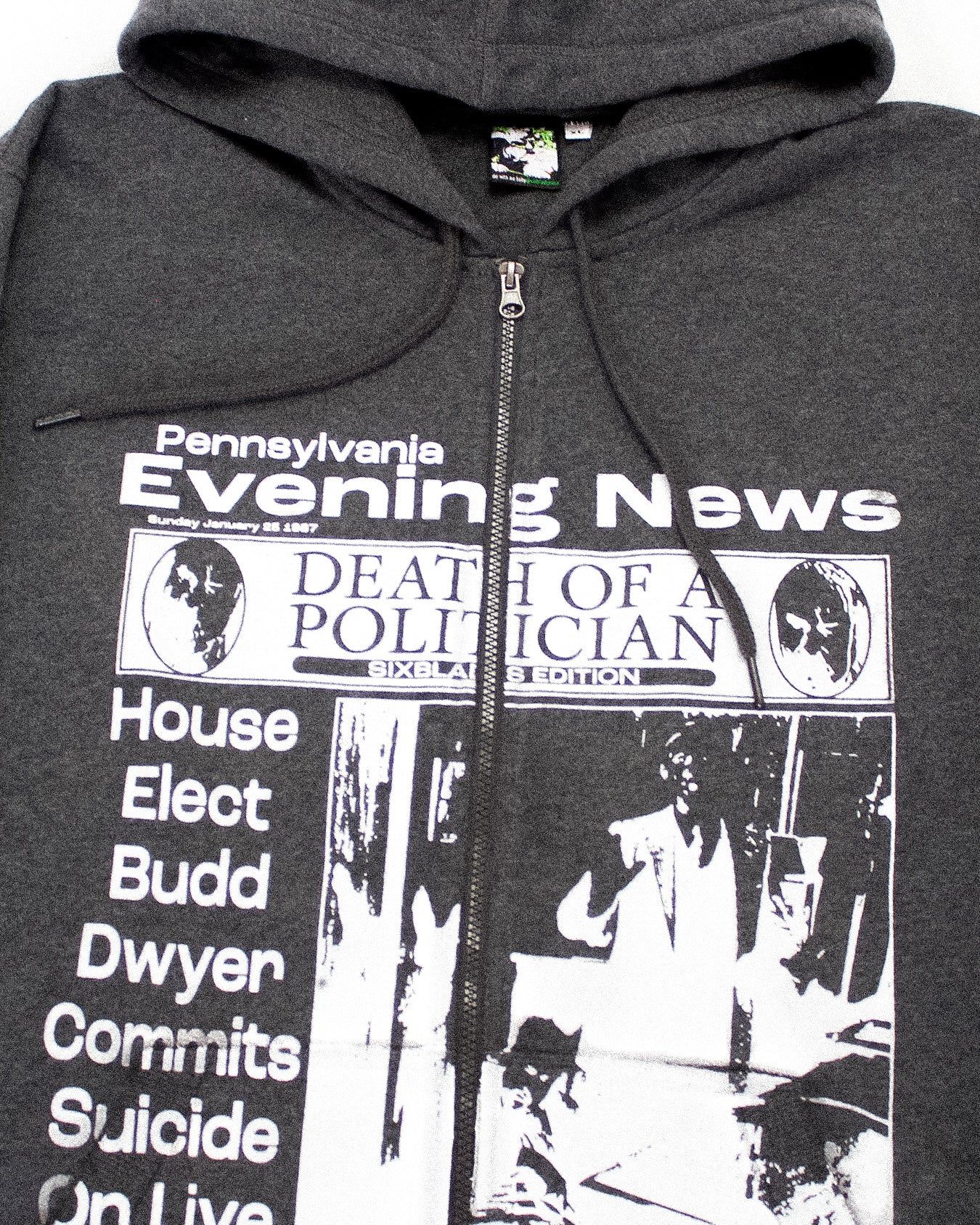 "EVERYTHING IS GREY//DIE LIKE DWYER" Extreme Heavyweight Zip (XL)