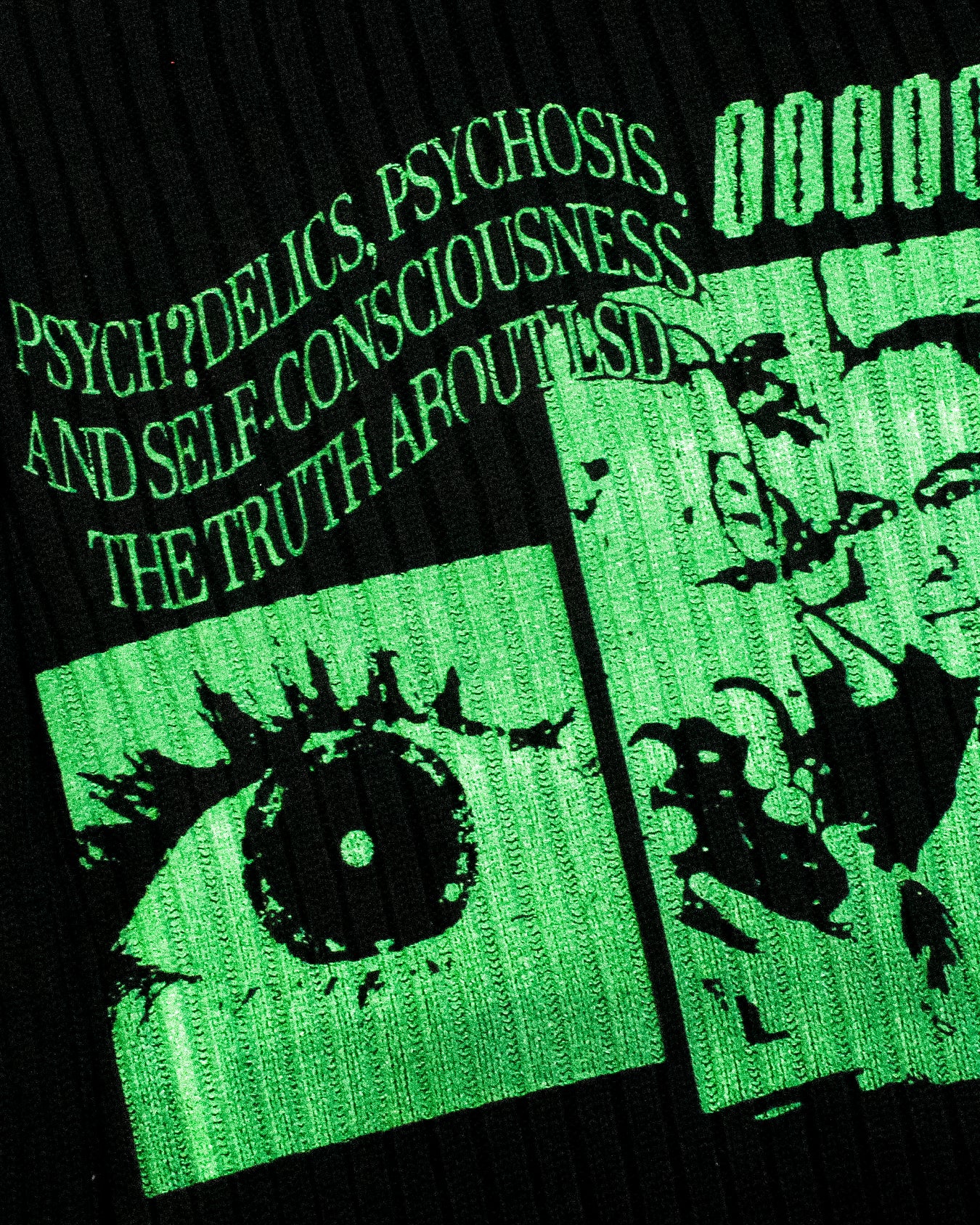 "GREEN LSD//PSYCH?DELICS, PSYHOSIS..." Extreme Heavyweight Knit Sweater (XXL)