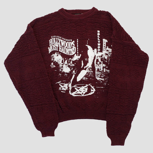 "HOLLYWOOD'S MOST HAUNTED" Heavyweight Knit Sweater (L)