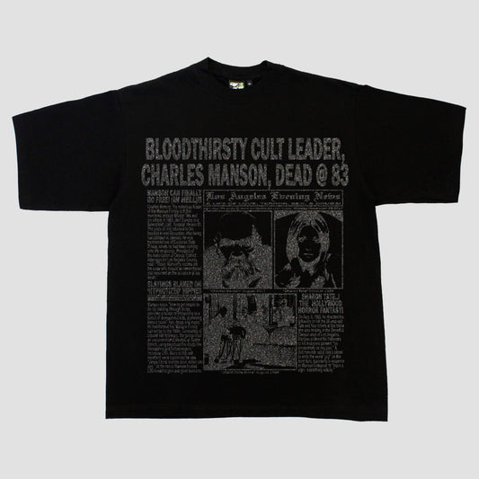 LOS ANGELES EVENING NEWS HEAVYWEIGHT TEE (BLACK/GLITTER)