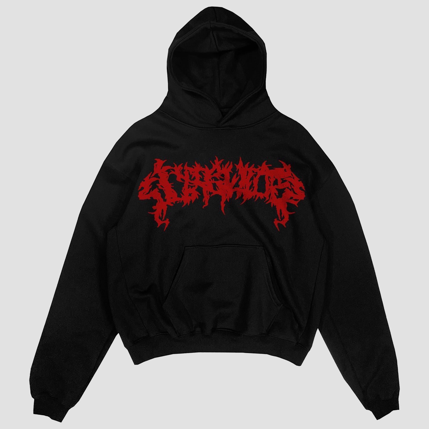 "MALEVOLENT" Heavyweight Hood (BLACK/RED)