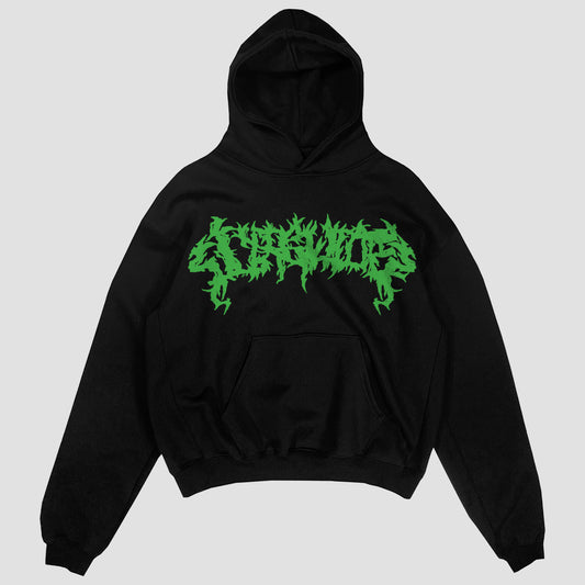 "MALEVOLENT" Heavyweight Hood (BLACK/GREEN)