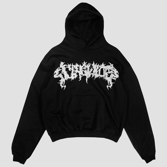 "MALEVOLENT" Heavyweight Hood (BLACK/WHITE)