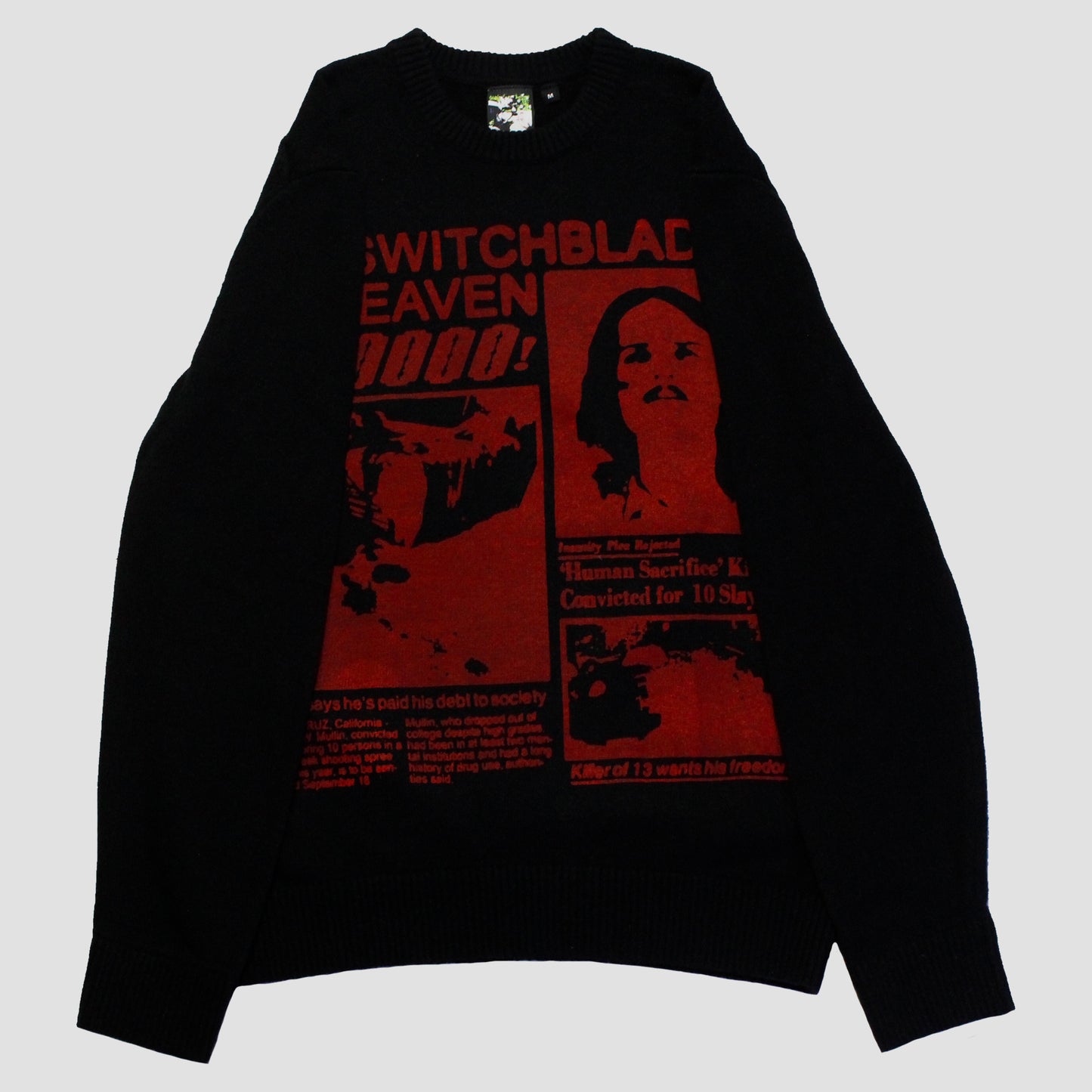 "NO SWITCHBLADES IN HEAVEN" Heavyweight Pullover Sweater (M)