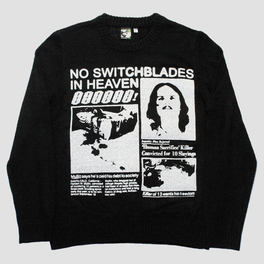 "NO SWITCHBLADES IN HEAVEN" Pullover Knit Sweater (L)