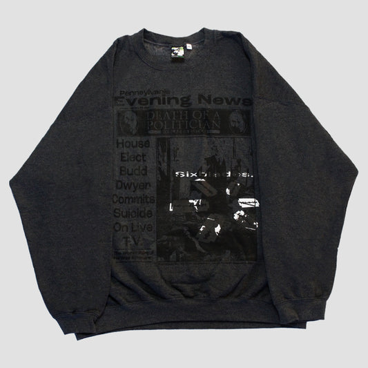 "EVERYTHING IS GREY//DWYER DIES" Pullover Crewneck Sweater (XL)