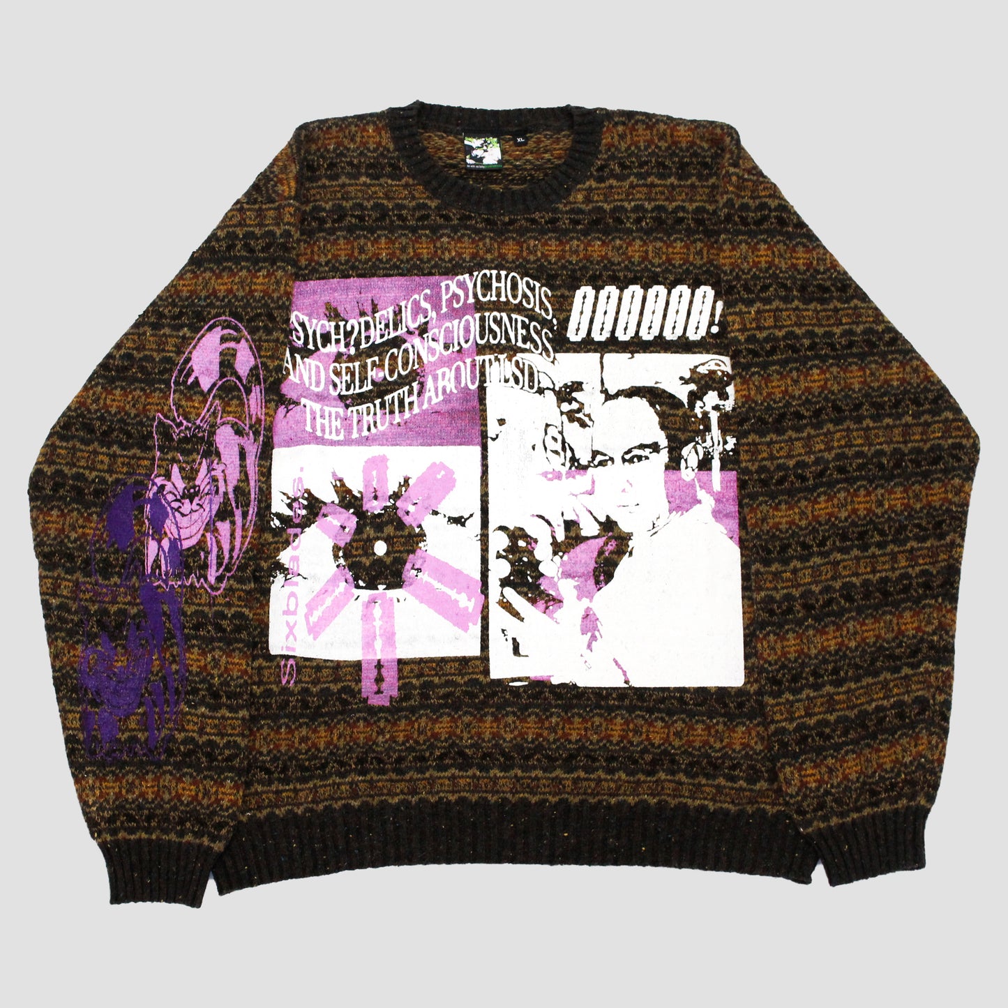 "RAZOR BLADES & PINK LSD" Heavyweight Pullover Fleece Knit (XL)