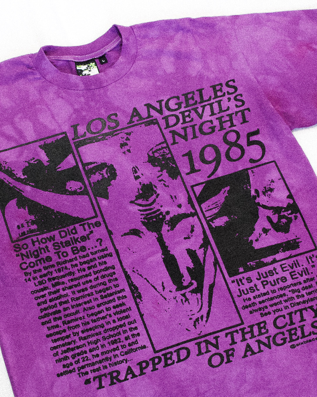 "PURPLE ANGELS//DEVILS NIGHT 1985" Heavyweight Tee (L)