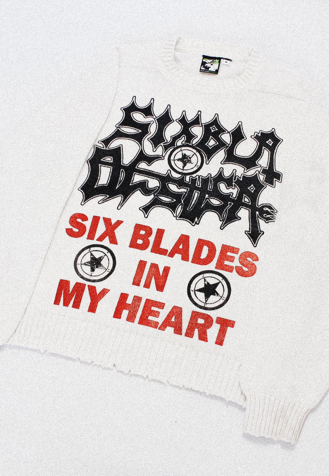 "SIX BLADES IN MY HEART" Heavyweight Knit Sweater (M)