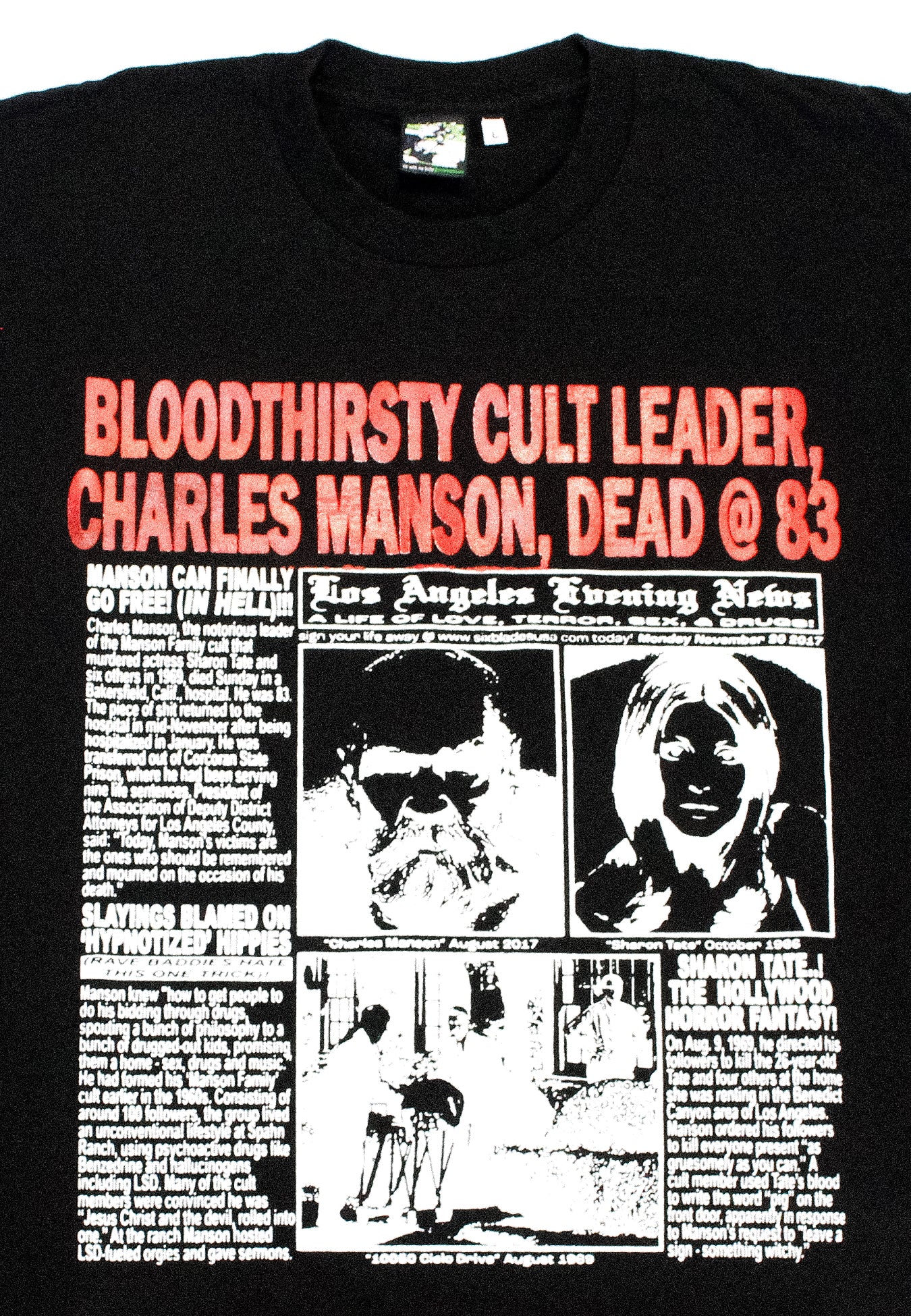 "BLOODY MANSON//LOVE/TERROR/SEX/DRUGS" Heavyweight Tee (L)