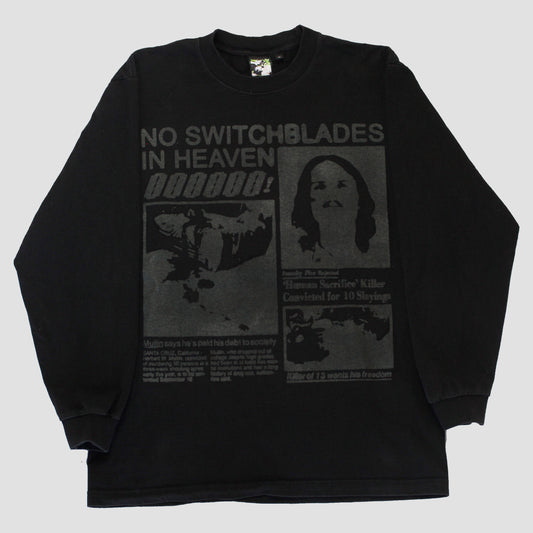 "NO SWITCHBLADES IN HEAVEN//GLOW BLADES" Extreme Heavyweight Longsleeve Tee (L)