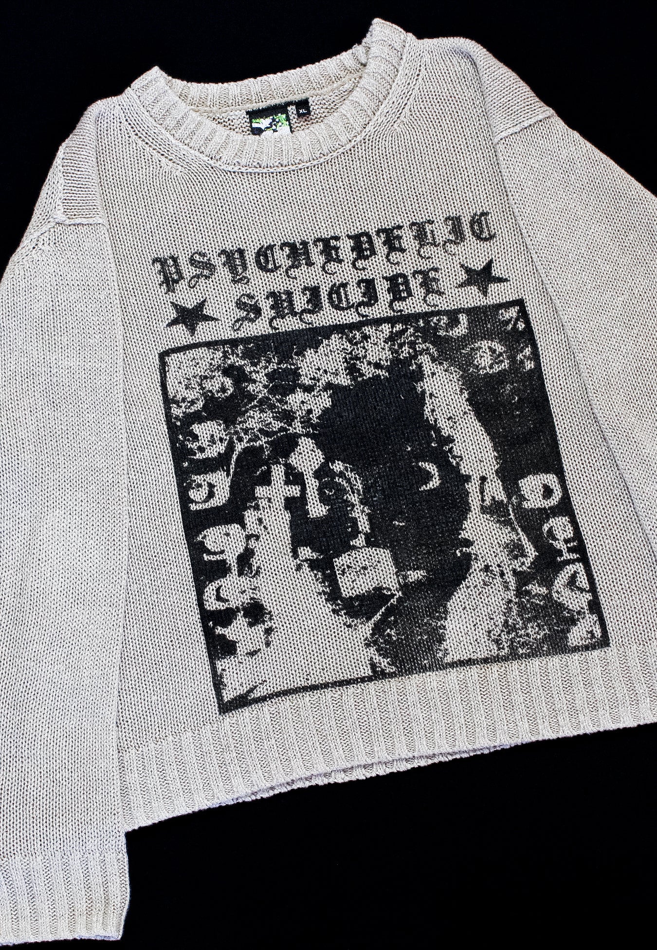 "𖤐PSYCHEDELIC SUICIDE𖤐" Extreme Heavyweight Cropped Knit (XL)