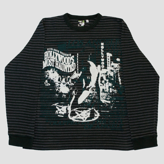 "HAUNTED & DEVILISH" Heavyweight Striped Sweater (L)