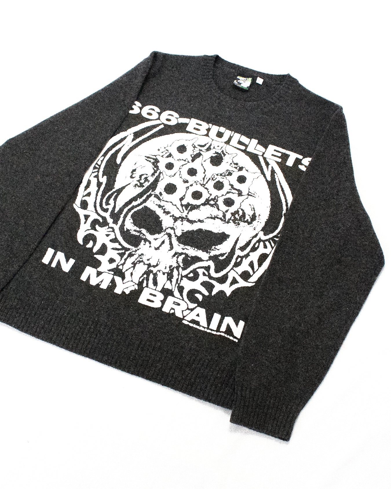 "666 BULLETS IN MY BRAIN" Pullover Wool Sweater (L)