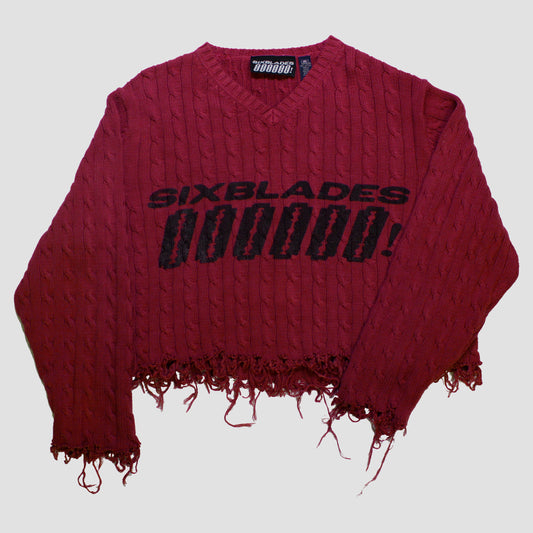 "BLOOD IN MY CUP" Cropped Knit Sweater (XL)